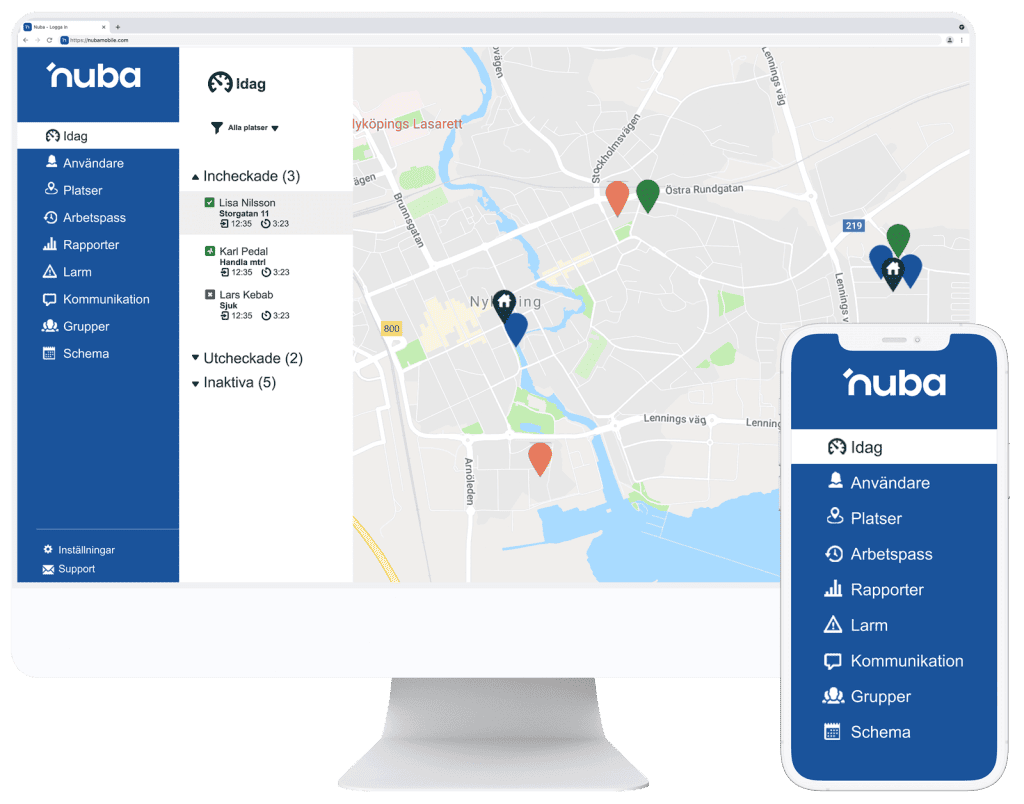 Tidrapport - Nuba desktop eller mobil version
