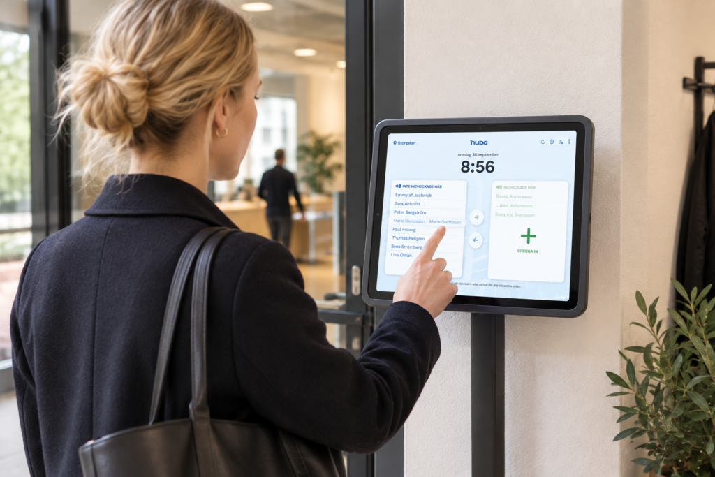 Smidig tidrapportering genom att stämpla in i entrén med Nuba Lokal